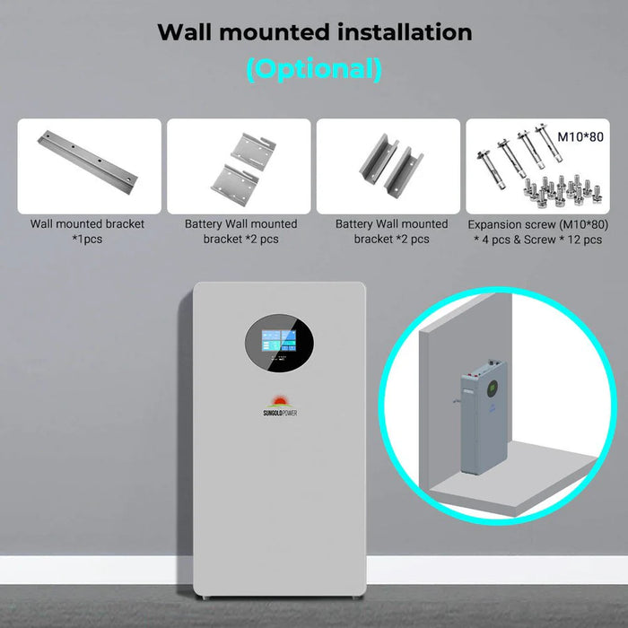 SunGoldPower Powerwall X 51.2V 200AH LiFePO4 Lithium Battery