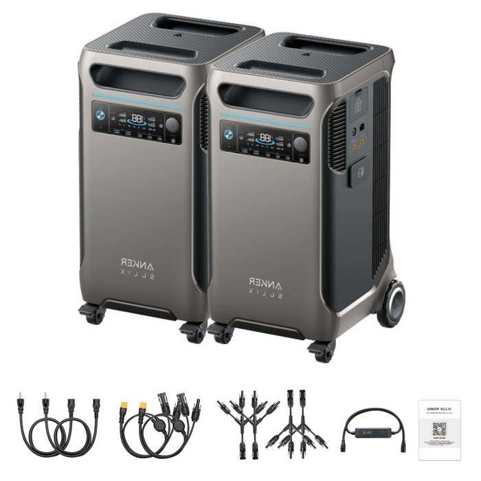 Anker SOLIX F3800 3840Wh Portable Power Station x 2 + Double Power Hub