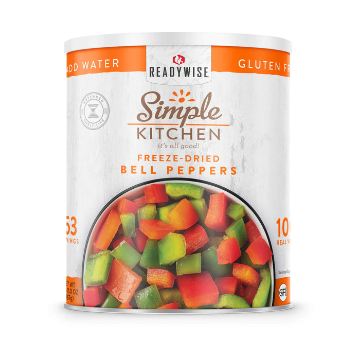 ReadyWise Simple Kitchen Freeze Dried Red & Green Bell Peppers 153 Serving Can