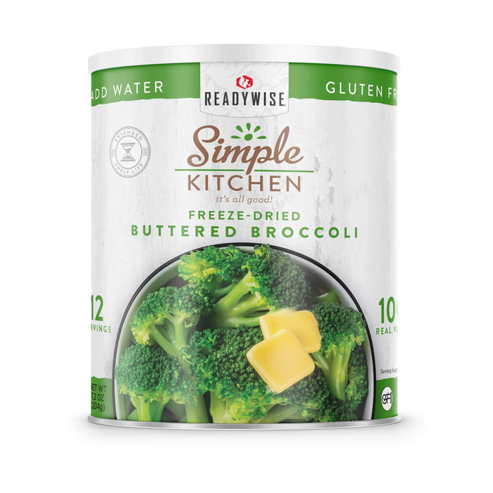 ReadyWise Simple Kitchen Freeze Dried Buttered Broccoli 12 Serving Can