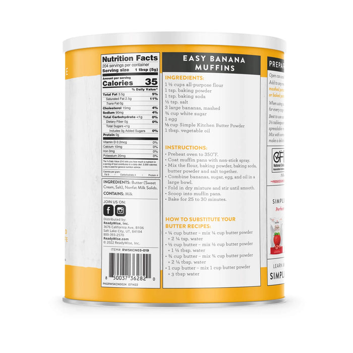 ReadyWise Simple Kitchen Butter Powder 204 Serving