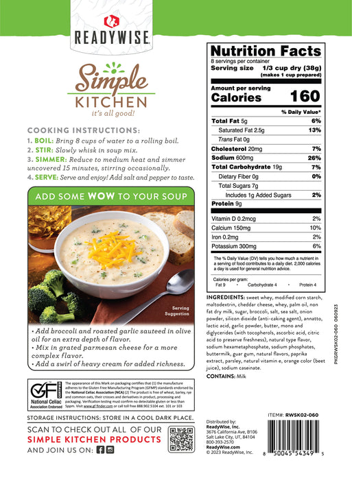 ReadyWise 6-Pack Simple Kitchen 8 Serving Cheddar Broccoli Soup Mix