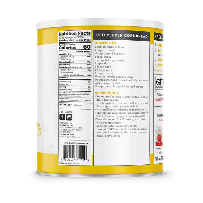 ReadyWise Simple Kitchen Freeze Dried Corn 23 Serving Can