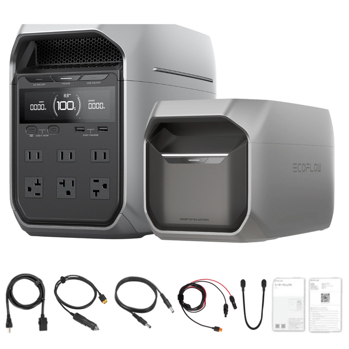 EcoFlow DELTA 3 Plus Solar Generator + DELTA 3 Extra Battery + XT60i Cable Kit