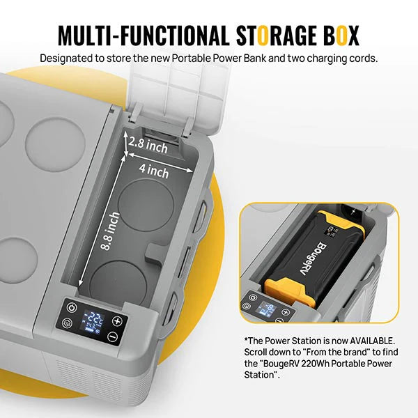 BougeRV CRPRO30 30 Quart Portable Car Fridge White With 220Wh Power Station