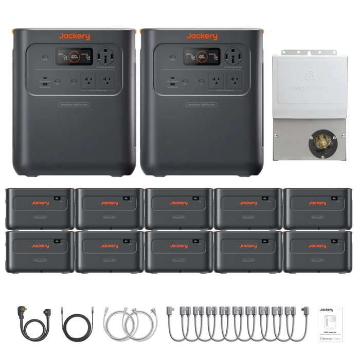 2 x Jackery HomePower 3600 Pro Max + Extra Batteries + Manual Transfer Switch + Cables