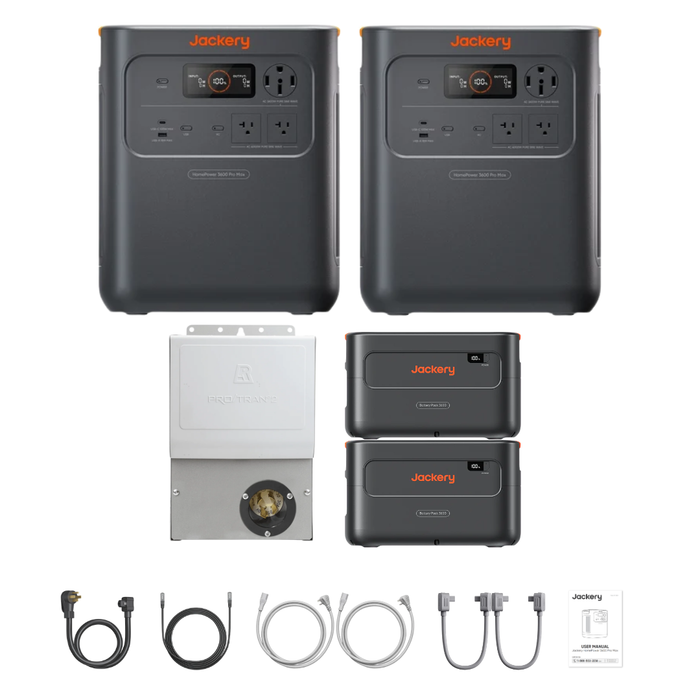2 x Jackery HomePower 3600 Pro Max + Extra Batteries + Manual Transfer Switch + Cables