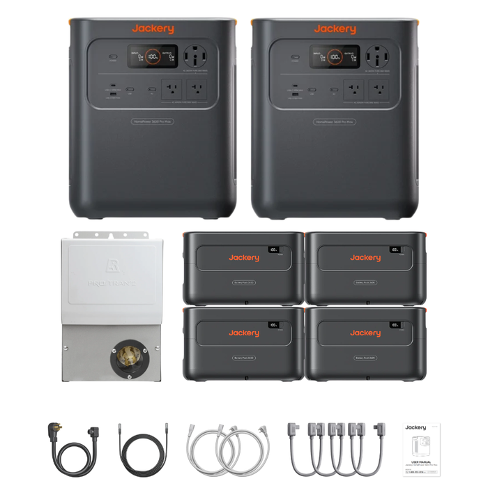 2 x Jackery HomePower 3600 Pro Max + Extra Batteries + Manual Transfer Switch + Cables