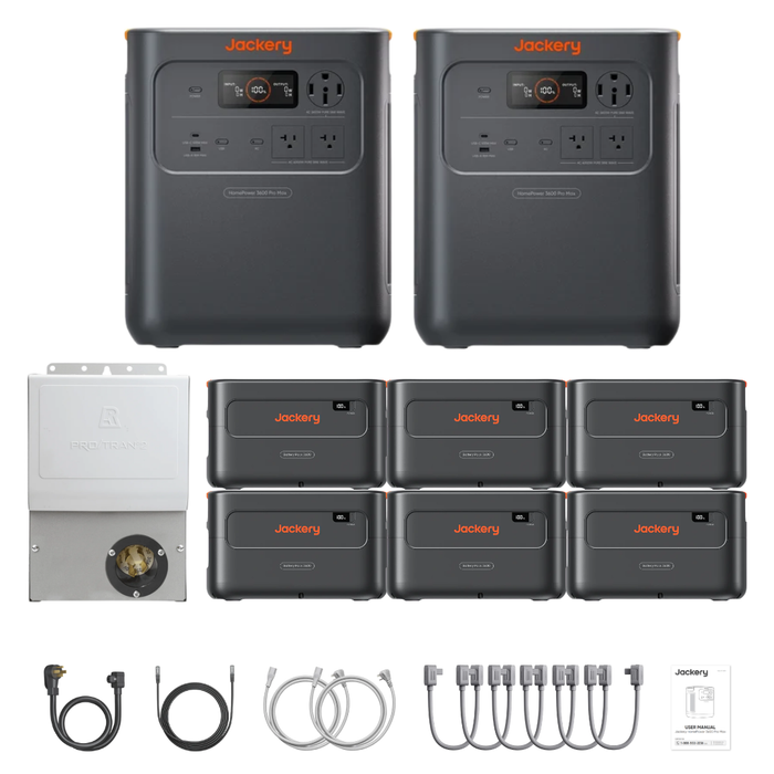 2 x Jackery HomePower 3600 Pro Max + Extra Batteries + Manual Transfer Switch + Cables