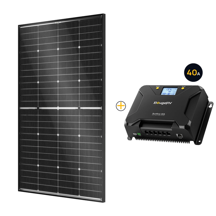 BougeRV 16BB 24V N-Type 200 Watt Bifacial Solar Panel + 40A MPPT Solar Controller Kit