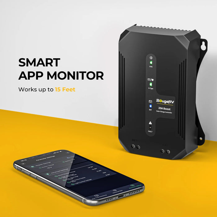 BougeRV 12V/24V/36V/48V 20A Buck-Boost MPPT Solar Charge Controller