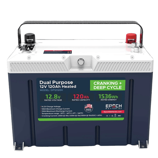 Epoch Batteries 12V 120Ah (1.54kWh) Pro Series LiFePO4 Cranking & Deep Cycle Lithium Battery (Dual Purpose) - Off Grid Stores