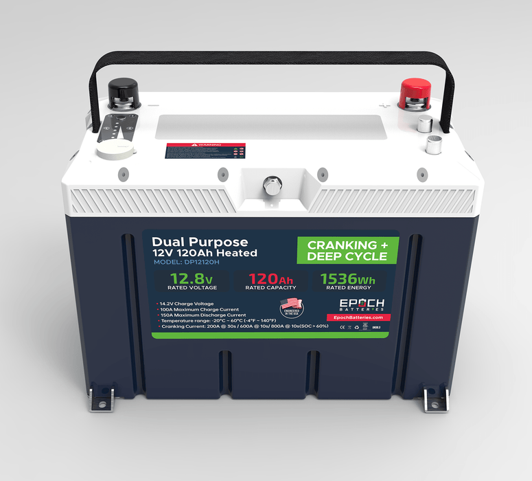 Epoch Batteries 12V 120Ah (1.54kWh) Pro Series LiFePO4 Cranking & Deep Cycle Lithium Battery (Dual Purpose) - Off Grid Stores