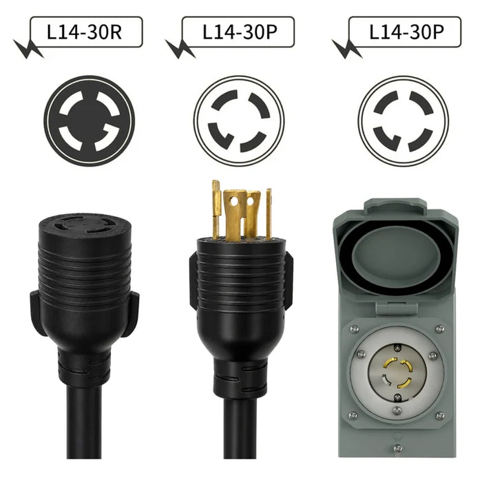 Natures Generator 30A Power Inlet Box + 10ft Power Cord