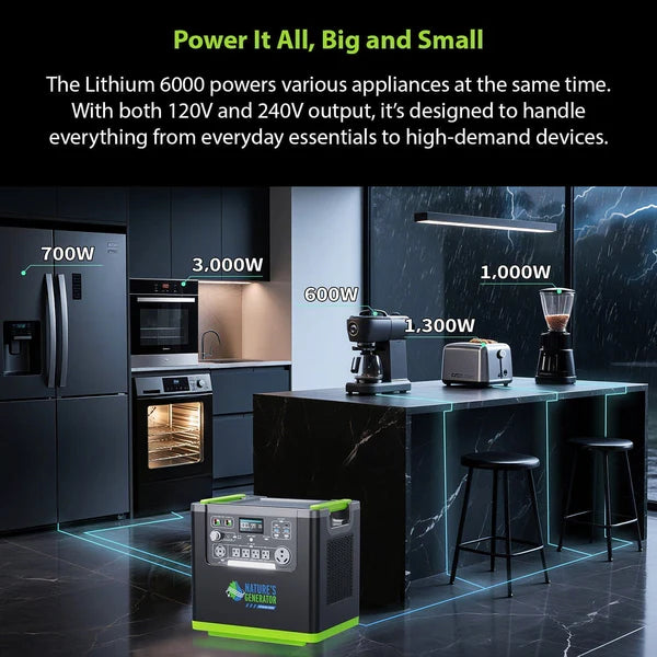 Natures Generator Lithium 6000 Solar Generator With Transfer Switch
