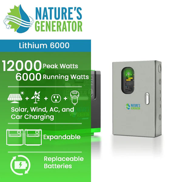 Natures Generator Lithium 6000 Solar Generator With Transfer Switch