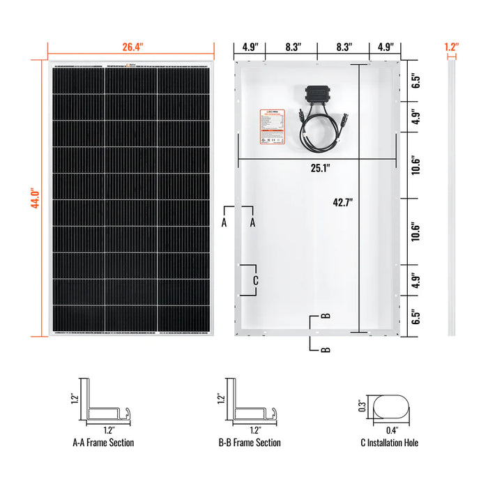 Rich Solar MEGA 150 Watt Monocrystalline Solar Panel