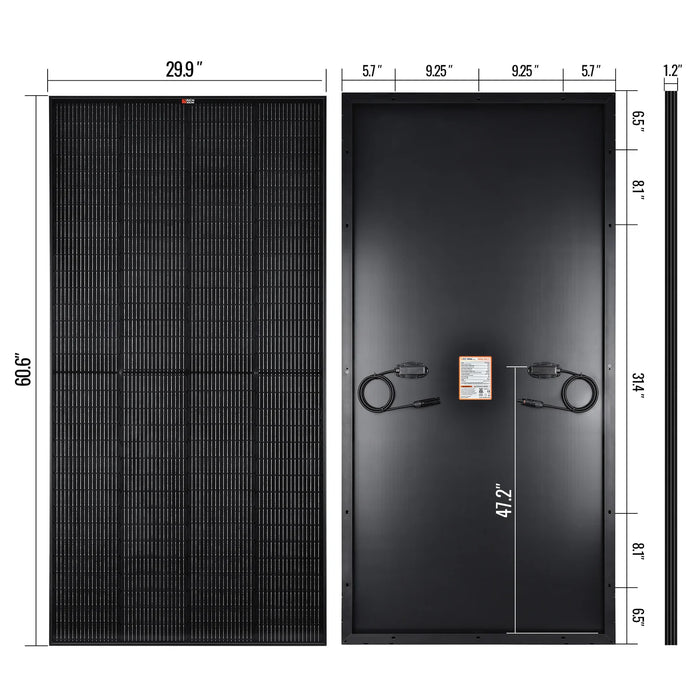 Rich Solar MEGA 250 PRO 250 Watt Monocrystalline Solar Panel UL Certified Black