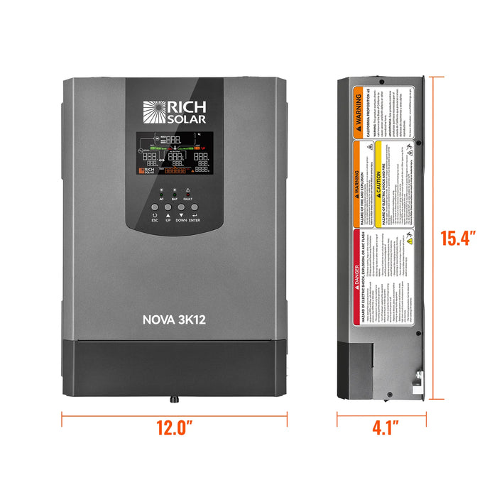 Rich Solar NOVA 3K12 3000W 12V Pure Sine Wave Inverter with Built-in Transfer Switch
