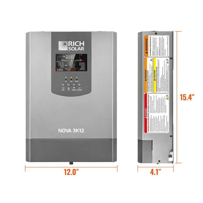 Rich Solar NOVA 3K12 3000W 12V Pure Sine Wave Inverter with Built-in Transfer Switch - Off Grid Stores