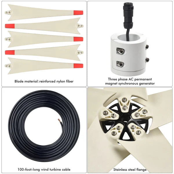 Natures Generator Lithium 6000 Solar Generator With 410W Rigid Solar Panels + Wind Turbine