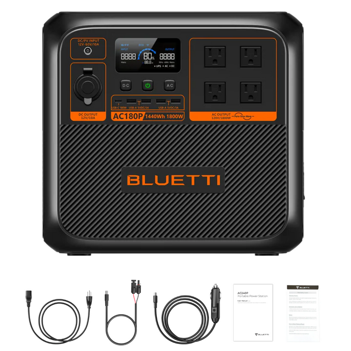 BLUETTI AC180P 1440Wh 1800W Solar Generator Portable Power Station