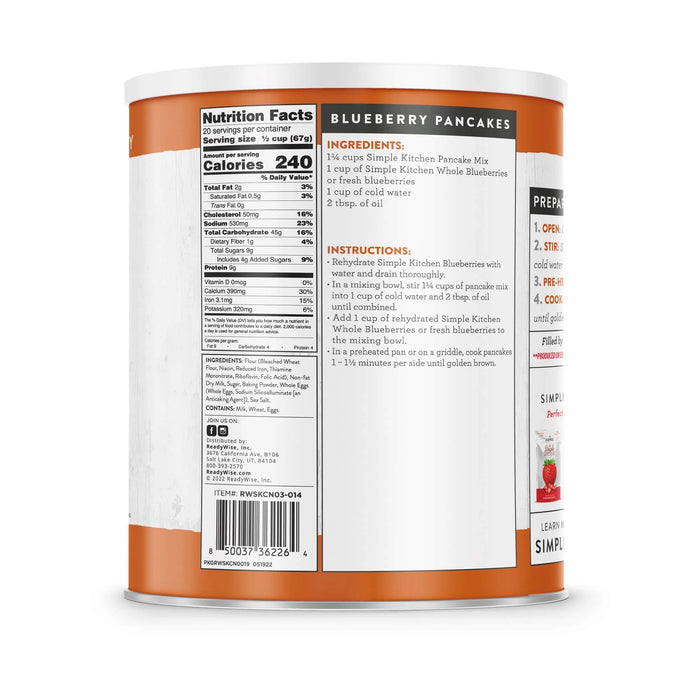 ReadyWise Simple Kitchen Pancake Mix 20 Serving Can