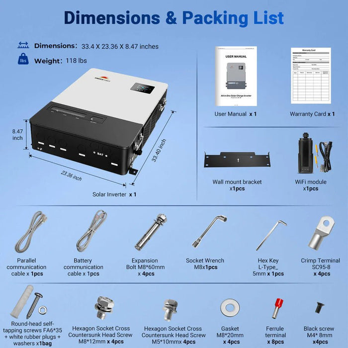 SunGoldPower 18KW Three-Phase 48V All-in-One Solar Charge Inverter - Off Grid Stores