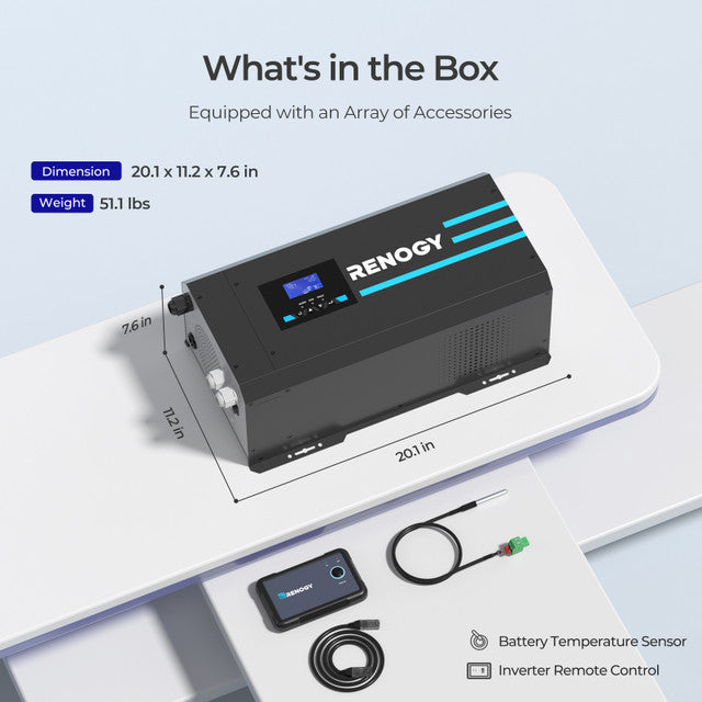 Renogy 2000W 12V Pure Sine Wave Inverter Charger w/ LCD Display