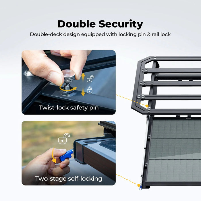 BougeRV Modular Roof Rack Platform With Slidable Solar Panel Bracket + 1 x 75W CIGS Solar Panel