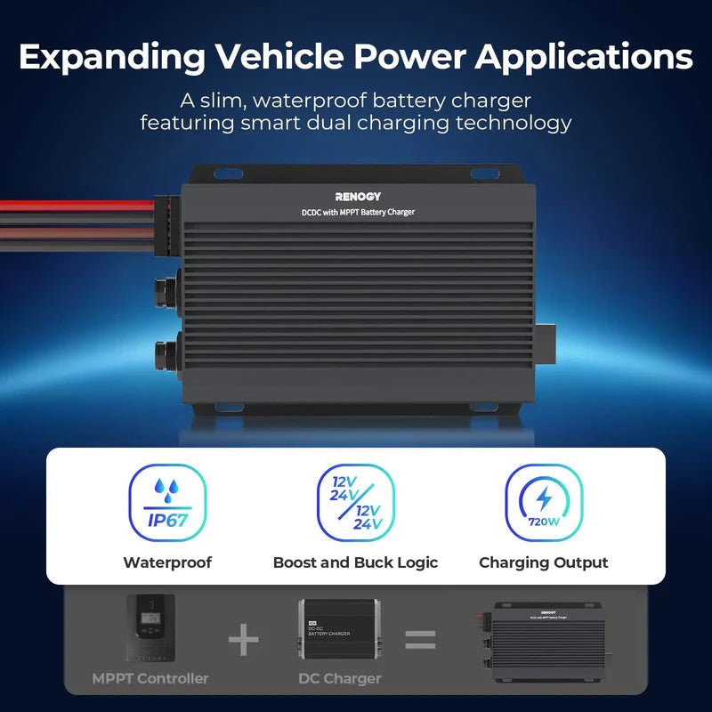 Renogy 12V/24V IP67 50A DC-DC Battery Charger with MPPT - Off Grid