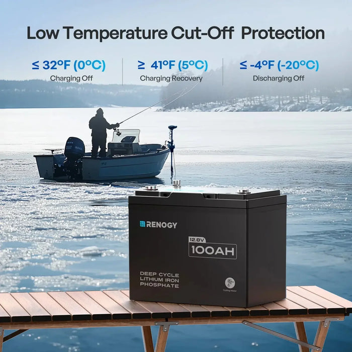 Renogy 12V 100Ah Trolling Motor Lithium Iron Phosphate Battery with Bluetooth - Off Grid Stores