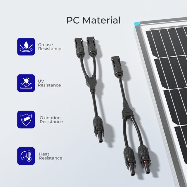 Renogy Solar Connectors Y Branch Parallel Adapter Cable MMF+FFM Pair