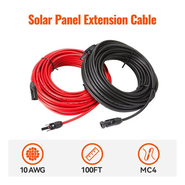 Rich Solar 10 Gauge (10AWG) 100 Feet Solar Panel Extension Cable Wire With Solar Connectors - Off Grid Stores