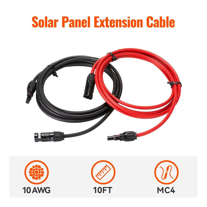 Rich Solar 10 Gauge (10AWG) 10 Feet Solar Panel Extension Cable Wire With Solar Connectors - Off Grid Stores