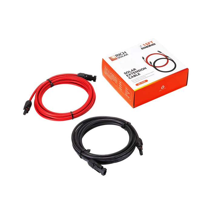 Rich Solar 10 Gauge (10AWG) 20 Feet Solar Panel Extension Cable Wire With Solar Connectors