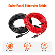 Rich Solar 10 Gauge (10AWG) 50 Feet Solar Panel Extension Cable Wire With Solar Connectors - Off Grid Stores