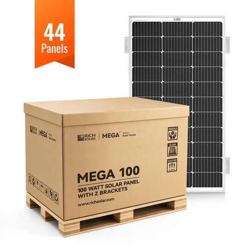 Rich Solar MEGA 100 12V 100W Solar Panel With 3/4" Z Brackets - Off Grid Stores