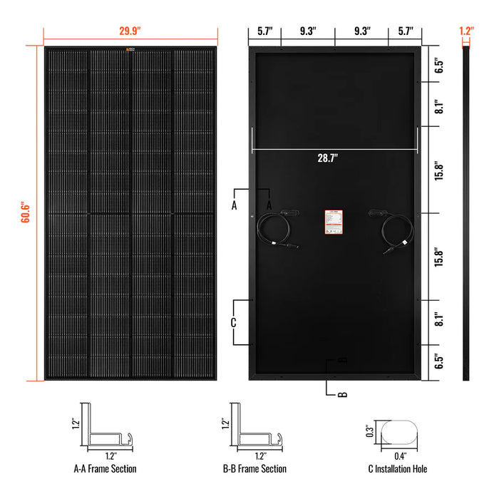 Rich Solar MEGA 250 Watt Monocrystalline Solar Panel UL Certified Black