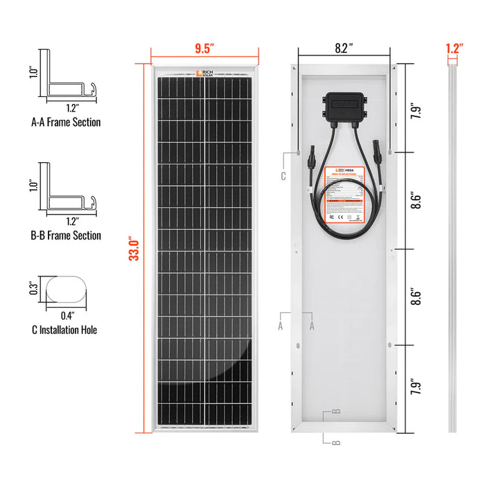 Rich Solar MEGA 35 35 Watt Monocrystalline Solar Panel