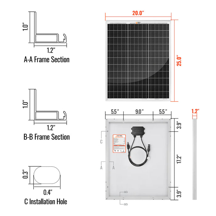 Rich Solar MEGA 55 55W Monocrystalline Solar Panel