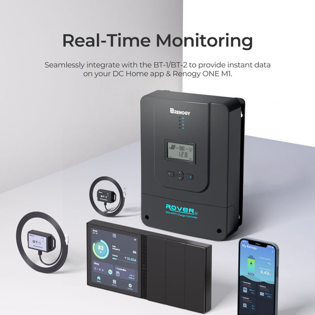 Renogy Rover 60 Amp MPPT Solar Charge Controller with BT-1 Bluetooth Module + Renogy One Core
