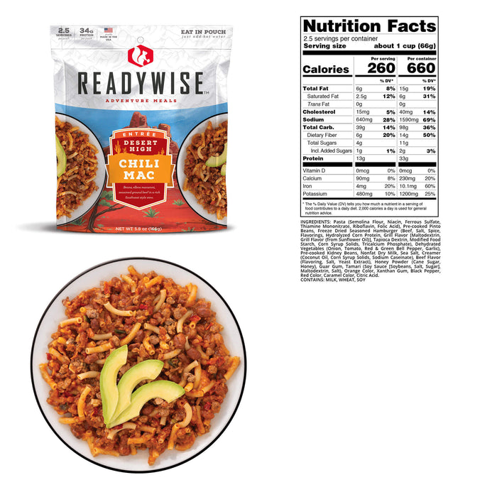 ReadyWise 6-Pack Case Desert High Chili Mac with Beef