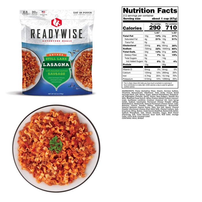 ReadyWise 6-Pack Case Still Lake Lasagna with Sausage