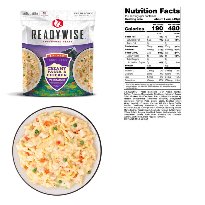 ReadyWise 6-Pack Case Crest Peak Creamy Pasta & Chicken