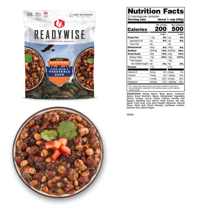 ReadyWise 6-Pack Case Basecamp Four Bean & Vegetable Soup