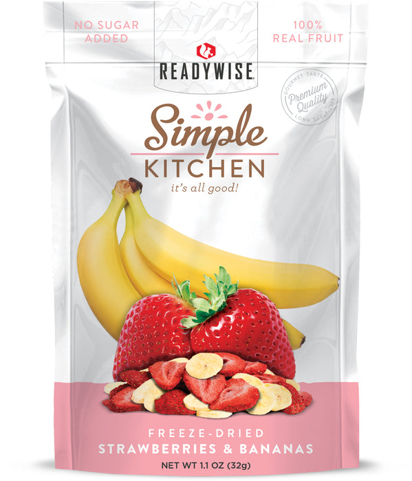 ReadyWise 6-Pack Simple Kitchen Freeze Dried Strawberries & Bananas