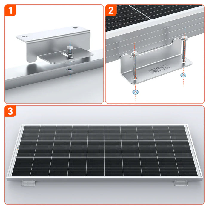 Rich Solar MEGA 200 12V 200W Solar Panel With 3/4" Z Brackets