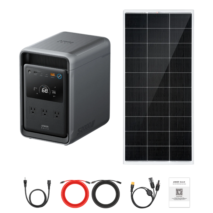 Anker SOLIX S2000 Portable Power Station + Custom Solar Panel Bundle Option