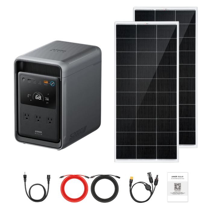 Anker SOLIX S2000 Portable Power Station + Custom Solar Panel Bundle Option
